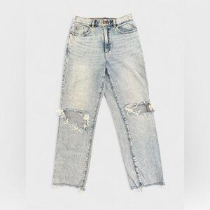 Garage Light Blue Ripped Straight Leg Jeans